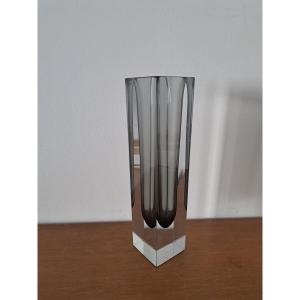 Alessandro Mandruzzato , Vase Sommerso , Gris anthracite, Verre , Circa 1970.