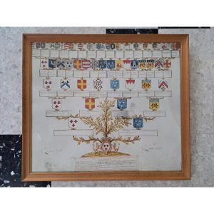 Arbre généalogique de Jean Conrad Robert , Comte de Wignacourt , Parchemin, XVIII°.