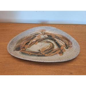 Bruce Taylor , Grand plat en grès émaillé , XX°.