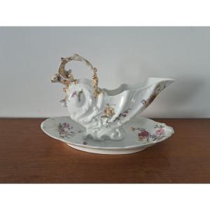William Guérin, Gravy Boat, Rocaille, Porcelain, Limoges, Early 20th Century.