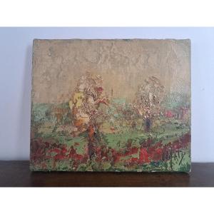 Apple Trees In Bloom, Oil On Canvas, Signed, XX°.