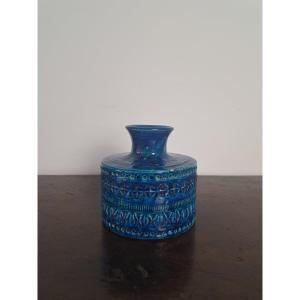 Aldo Londi For Bitossi, Vase, Blue Ceramic, 20th Century.