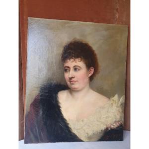 Julia Brouilhony Benet, Portrait Of An Elegant Woman, Oil On Canvas, 1889.