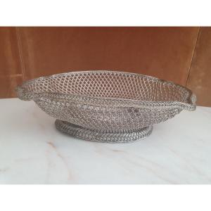 Large Basket, Silver Metal Wire, Basketry, XX °.