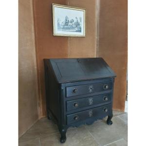 Scriban Chest Of Drawers, Blackened Wood, Louis XV, Late 18th/19th Century.