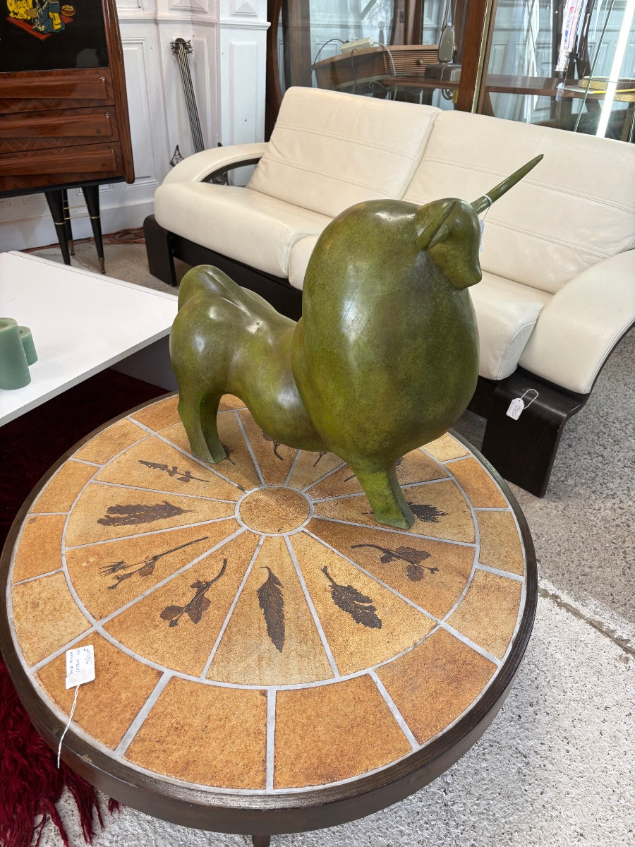 Table basse ovale de Roger Capron année 50-photo-2