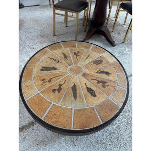 Oval Coffee Table By Roger Capron, 1950s