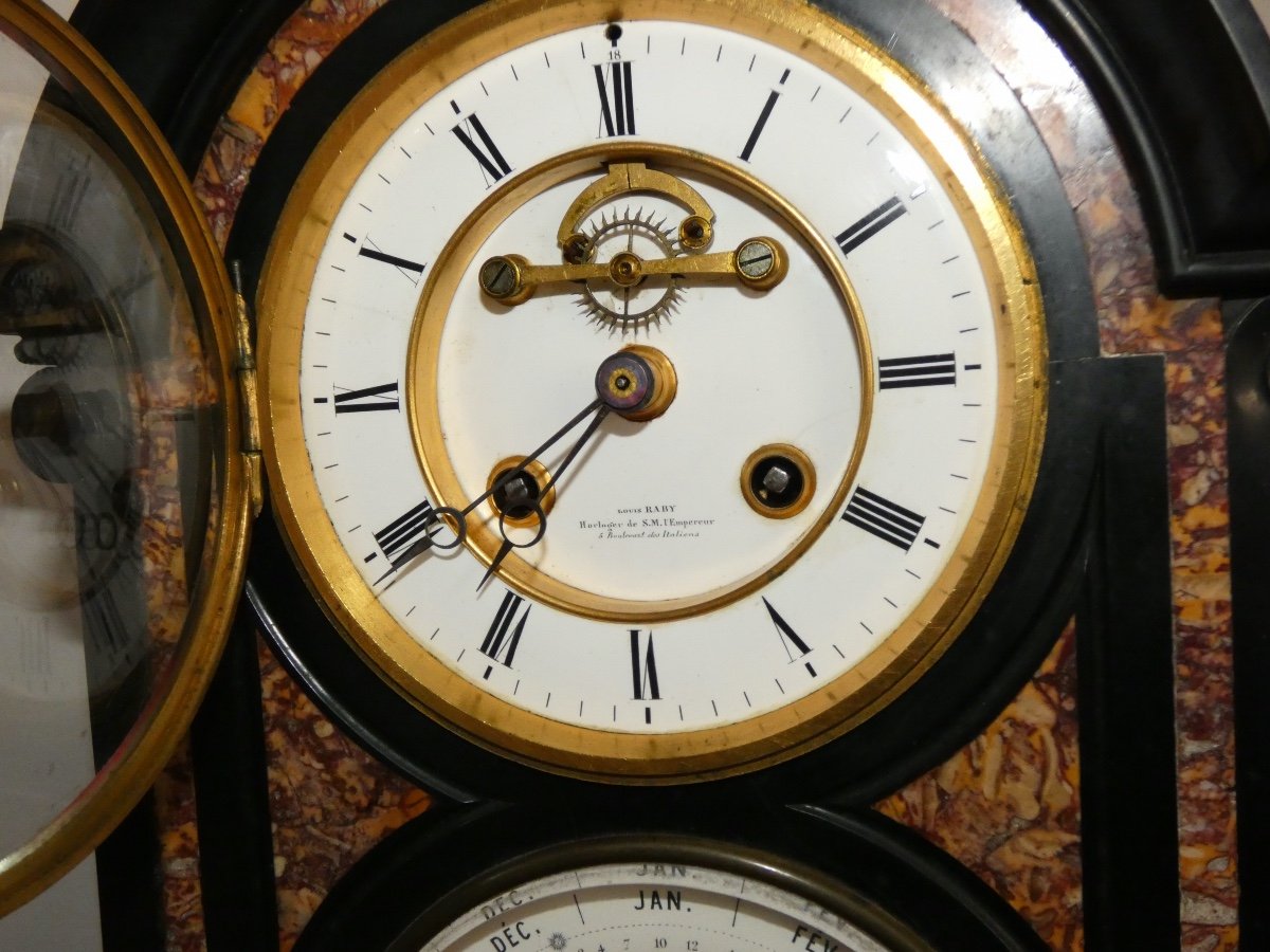 Pendule En Marbre Noir Et Rose Phases De Lune-photo-4