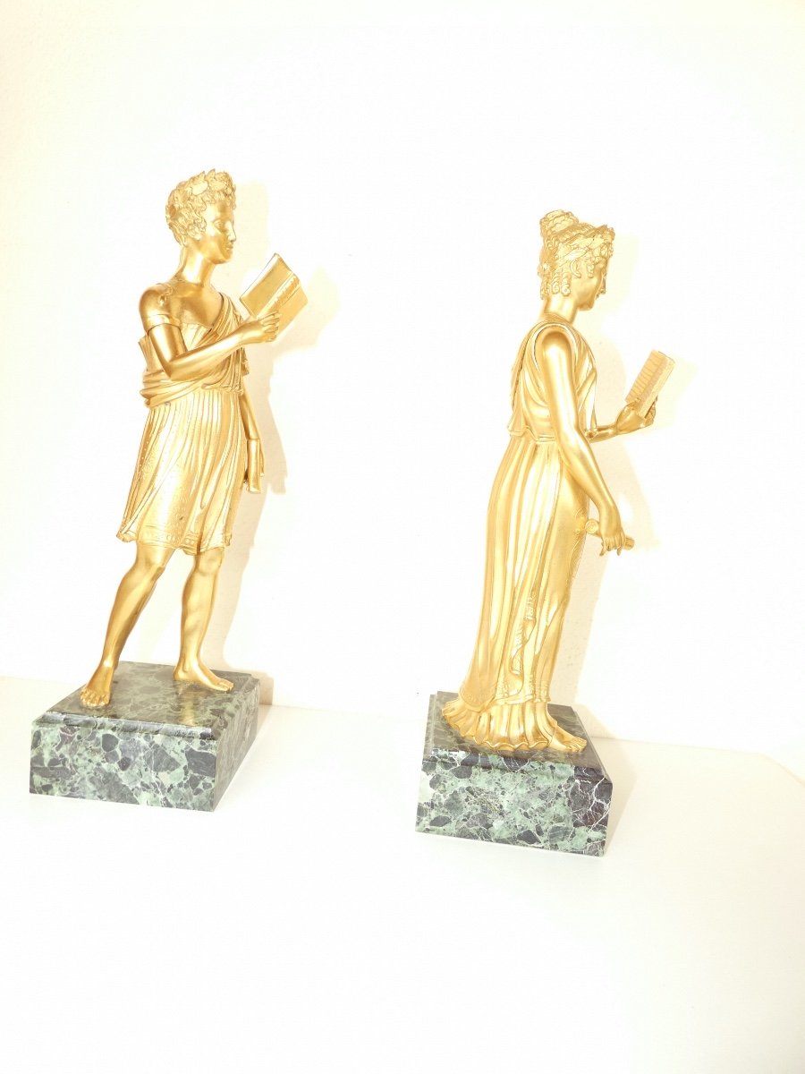 Gilt Bronze Statues - Couple - Empire Period-photo-4