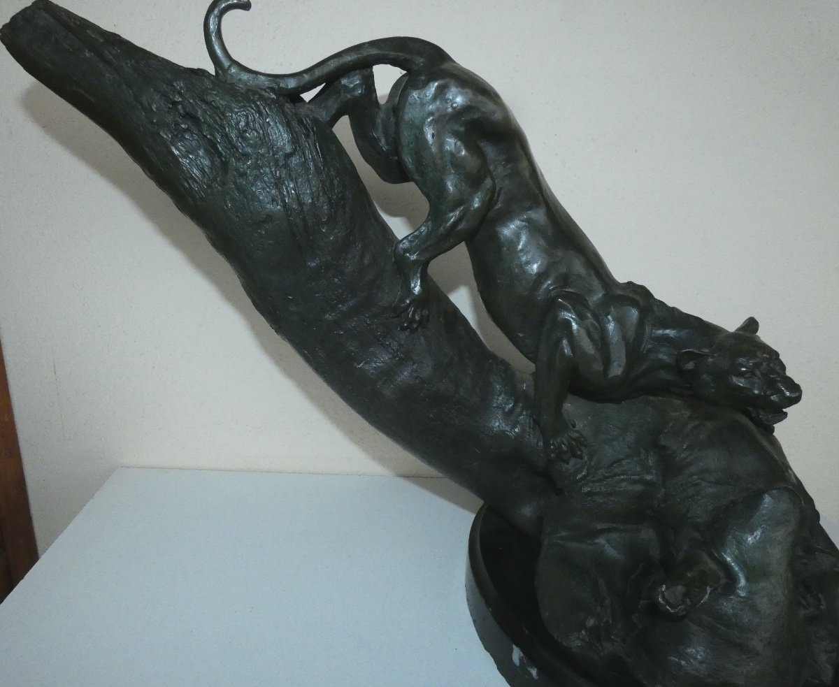 Bronze Sculpture Representing A Panther On A Branch Art Deco Art Nouveau-photo-4