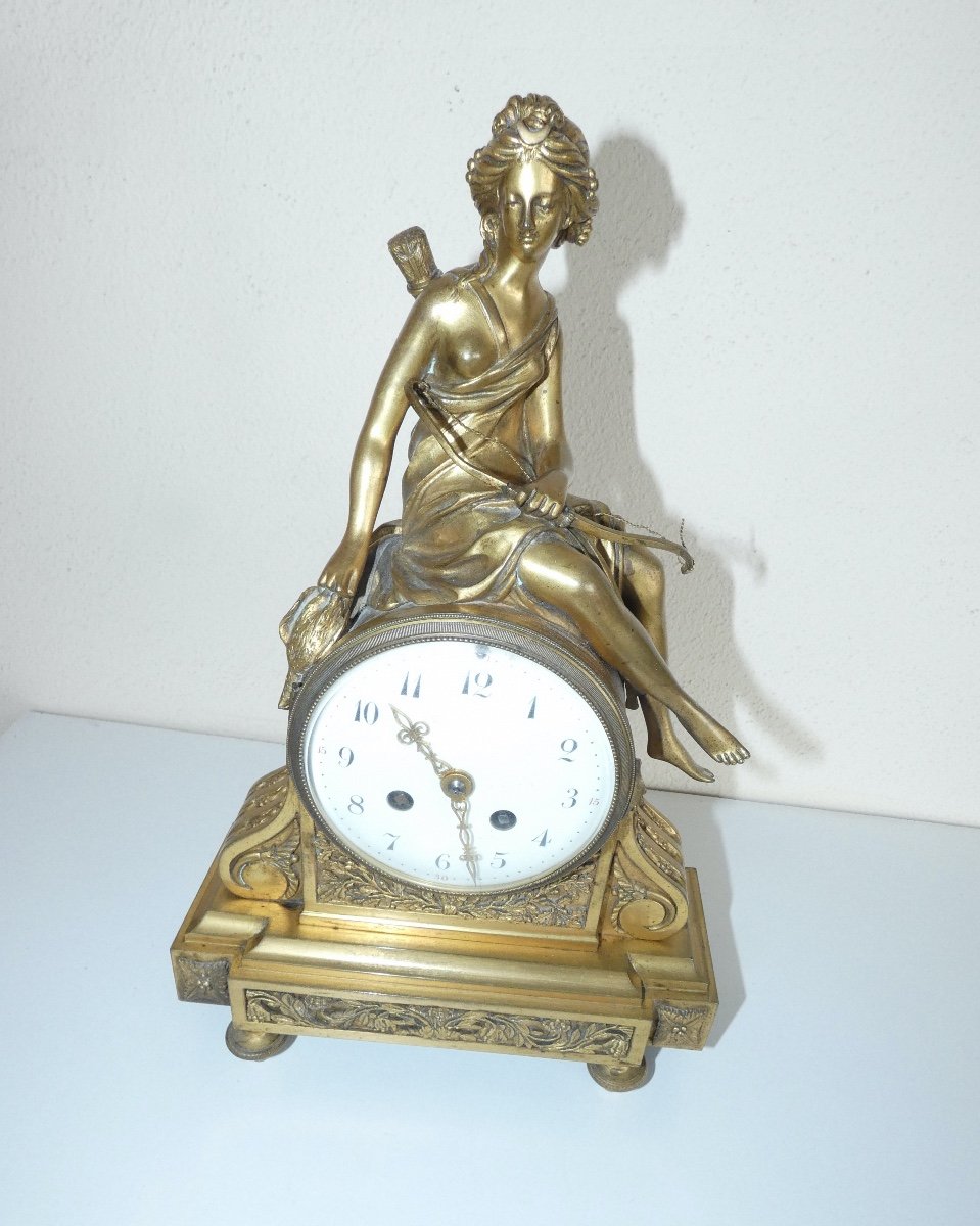 Pendule En Bronze Dore Epoque Empire-photo-3