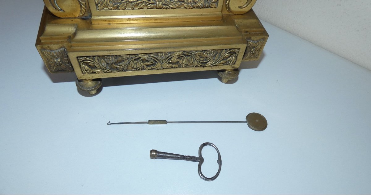 Pendule En Bronze Dore Epoque Empire-photo-7
