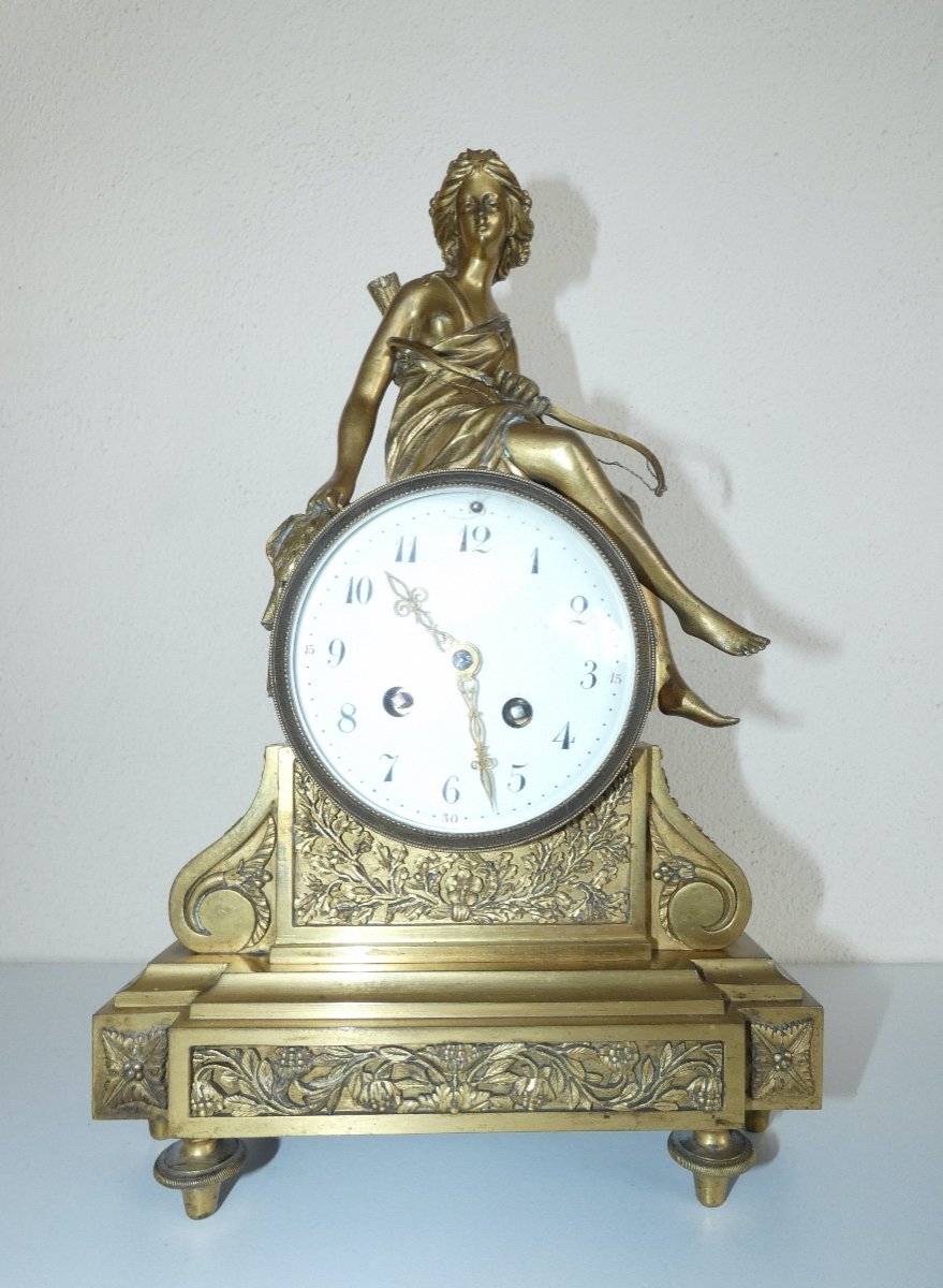 Pendule En Bronze Dore Epoque Empire