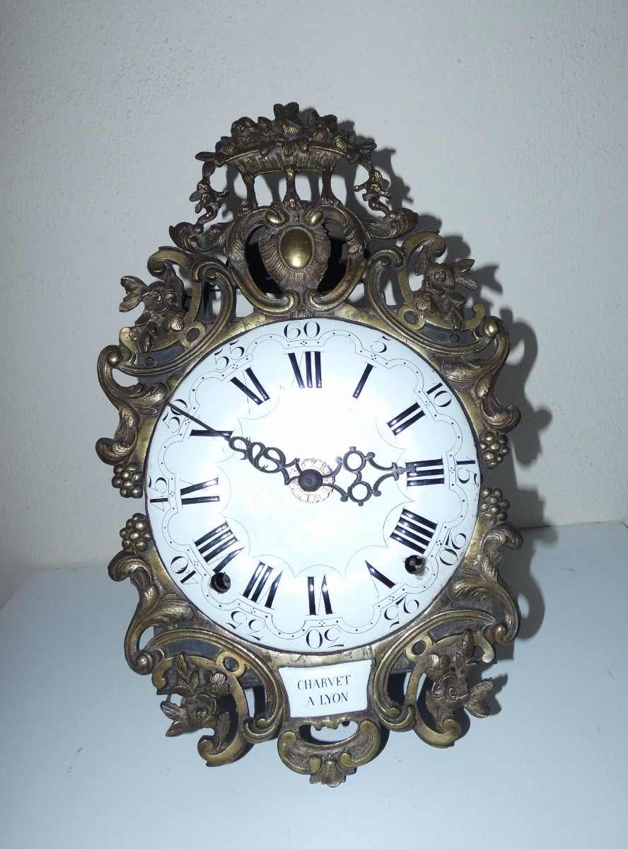 Comtoise Pendulum Clock Signed Charvet In Lyon With Double Pediment