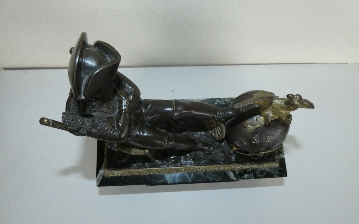 Napoleon Bonaparte Clock In Bronze And Marble Signed Barbedienne Founder-photo-2