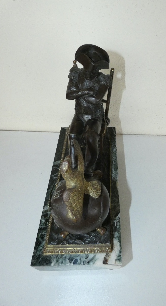 Napoleon Bonaparte Clock In Bronze And Marble Signed Barbedienne Founder-photo-3