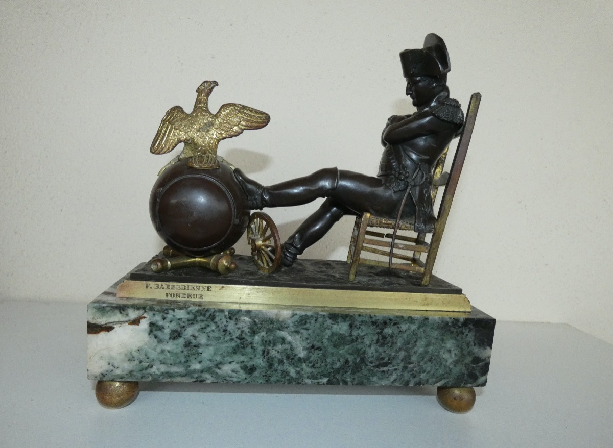 Napoleon Bonaparte Clock In Bronze And Marble Signed Barbedienne Founder-photo-1