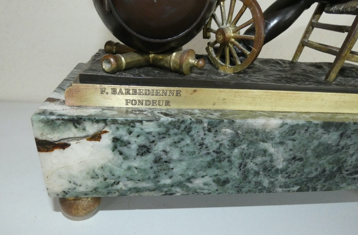 Napoleon Bonaparte Clock In Bronze And Marble Signed Barbedienne Founder-photo-2
