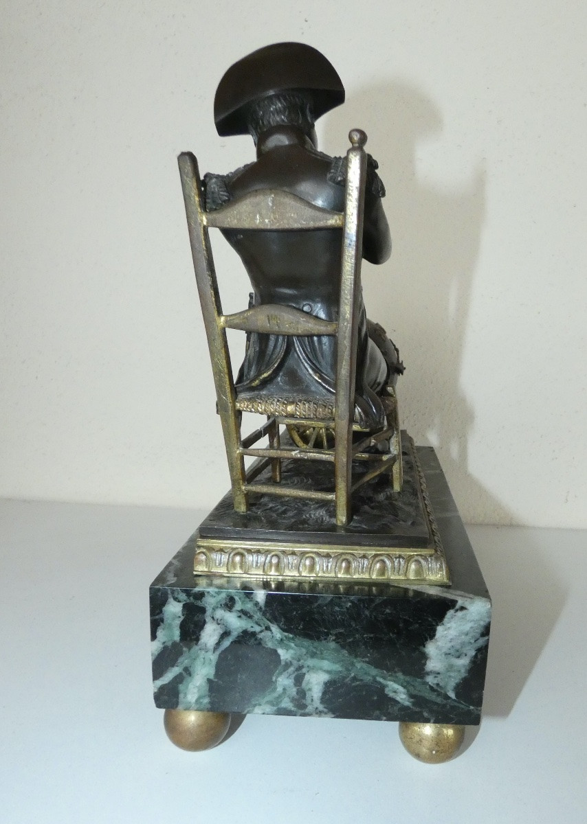 Napoleon Bonaparte Clock In Bronze And Marble Signed Barbedienne Founder-photo-3