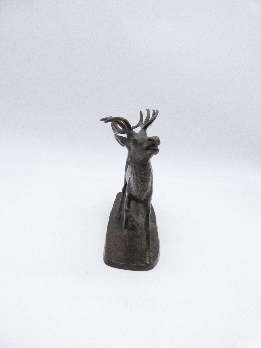 Bronze Sculpture Representing A Deer Signed Barye Founder Susse Freres-photo-3