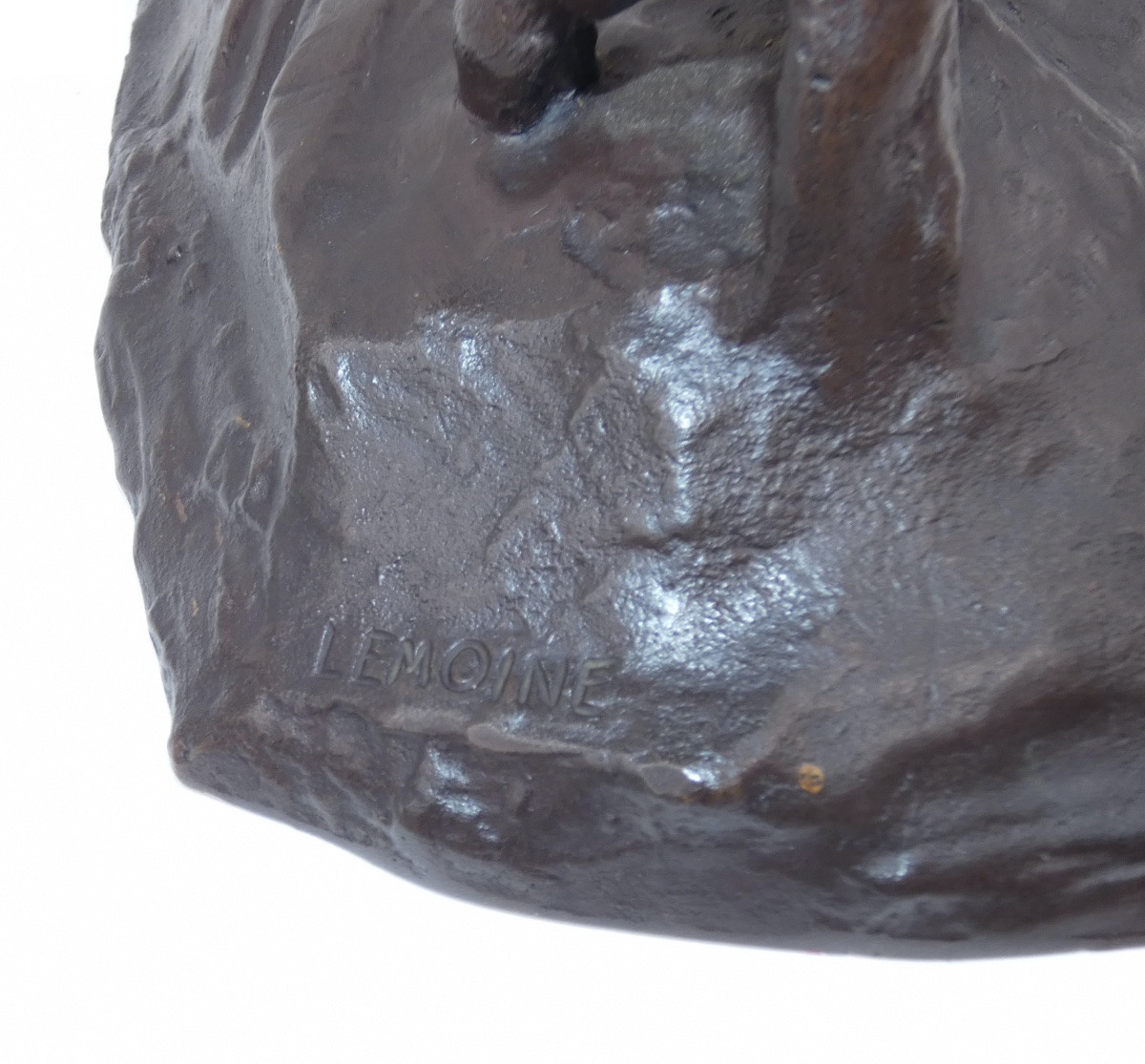 SCULPTURE EN BRONZE SIGNEE LEMOINE REPRESENTANT UN GUERRIER INDIEN A CHEVAL-photo-2