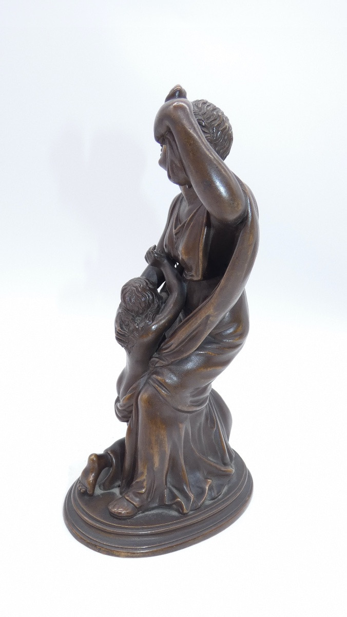 SCULPTURE EN BRONZE REPRESENTANT 2 FEMMES PATINE BARBEDIENNE-photo-2