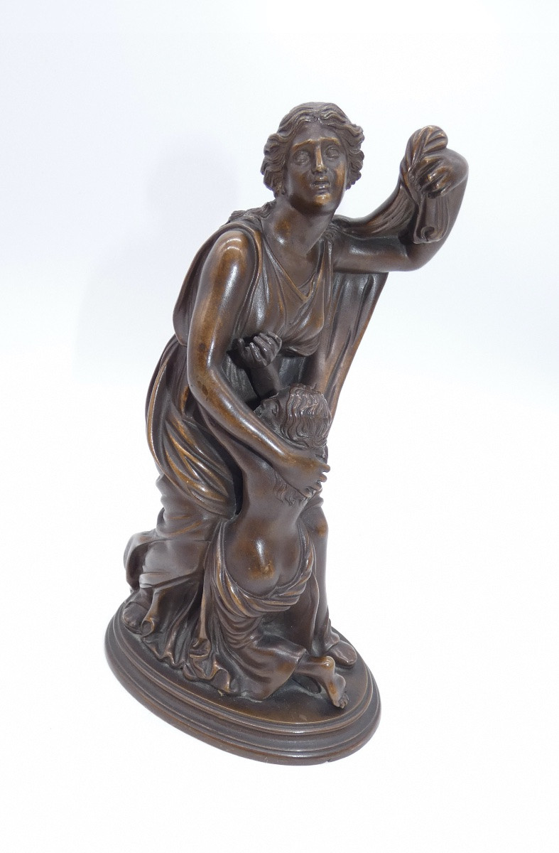 SCULPTURE EN BRONZE REPRESENTANT 2 FEMMES PATINE BARBEDIENNE-photo-2