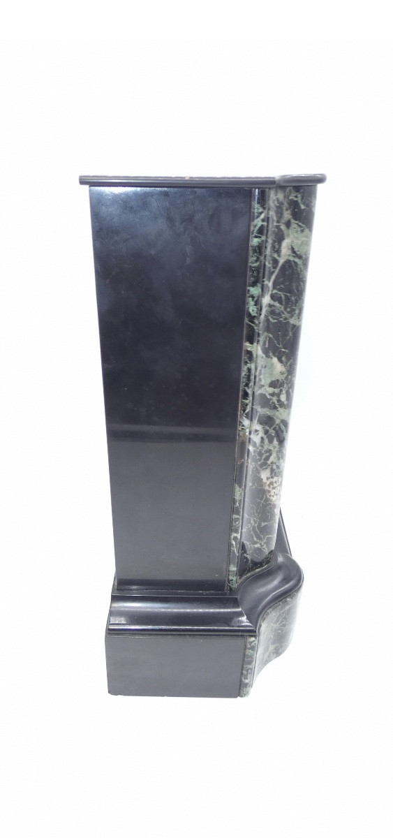 PENDULE A COMPLICATIONS ET PHASES DE LUNE EN MARBRE NOIR ET GRIS-photo-1