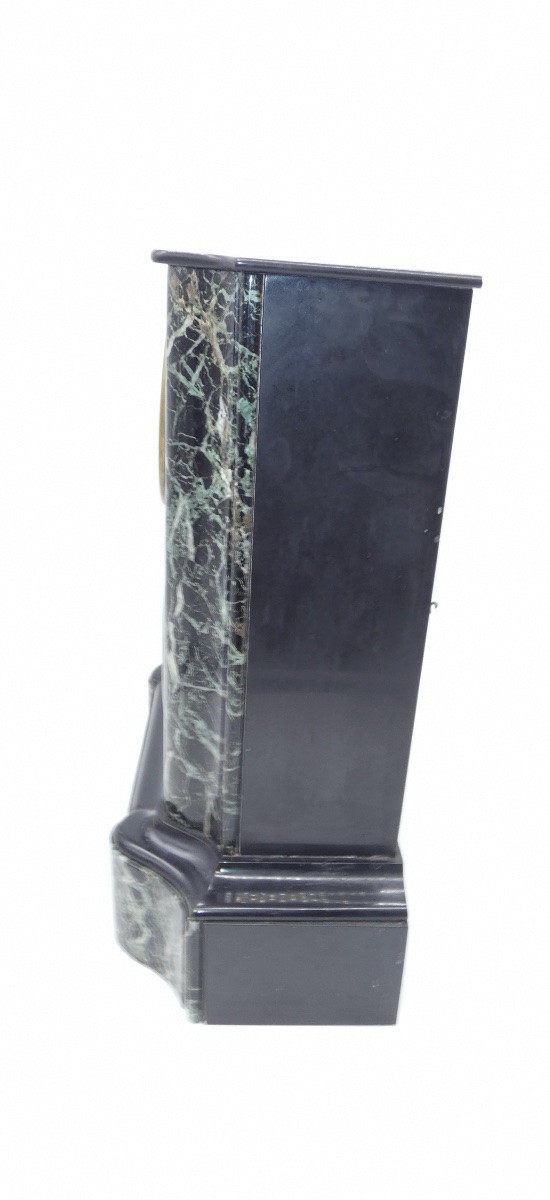 PENDULE A COMPLICATIONS ET PHASES DE LUNE EN MARBRE NOIR ET GRIS-photo-6