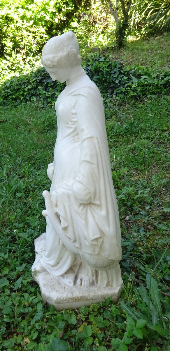 Sculpture In White Carrara Marble Signed Pradier Representing A Woman-photo-2