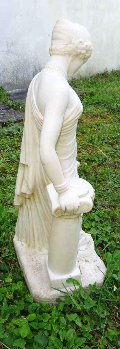 Sculpture In White Carrara Marble Signed Pradier Representing A Woman-photo-3