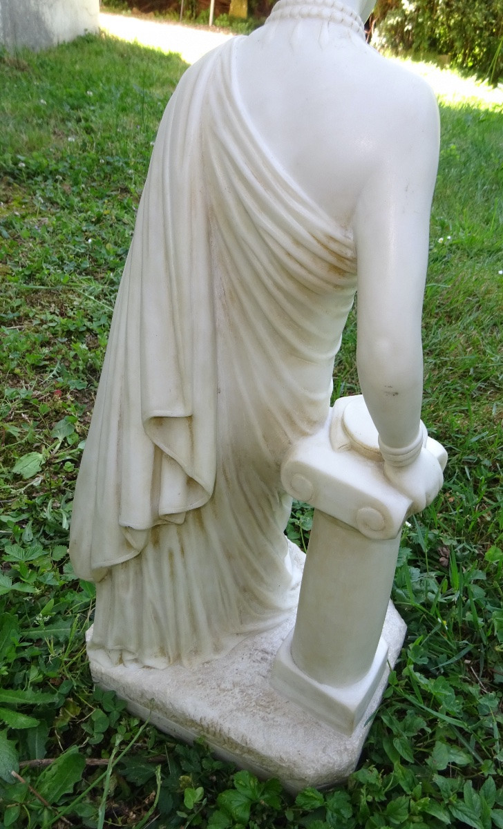 Sculpture In White Carrara Marble Signed Pradier Representing A Woman-photo-1