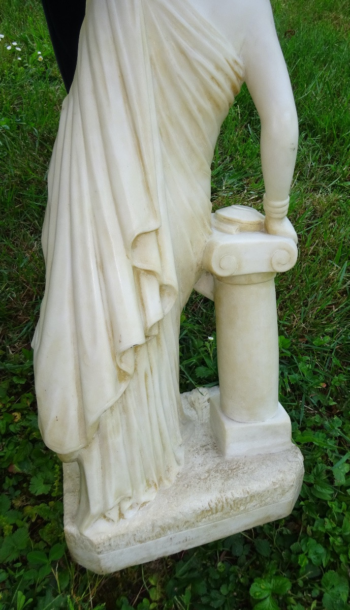Sculpture In White Carrara Marble Signed Pradier Representing A Woman-photo-3
