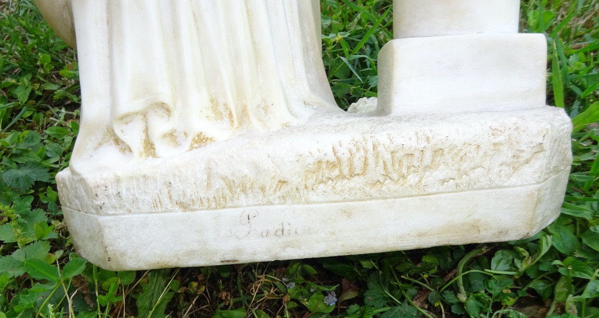 Sculpture In White Carrara Marble Signed Pradier Representing A Woman-photo-4