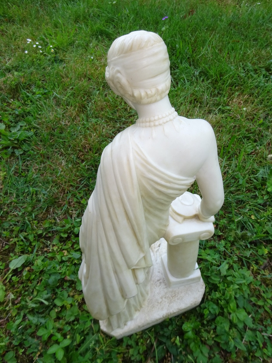 Sculpture In White Carrara Marble Signed Pradier Representing A Woman-photo-6
