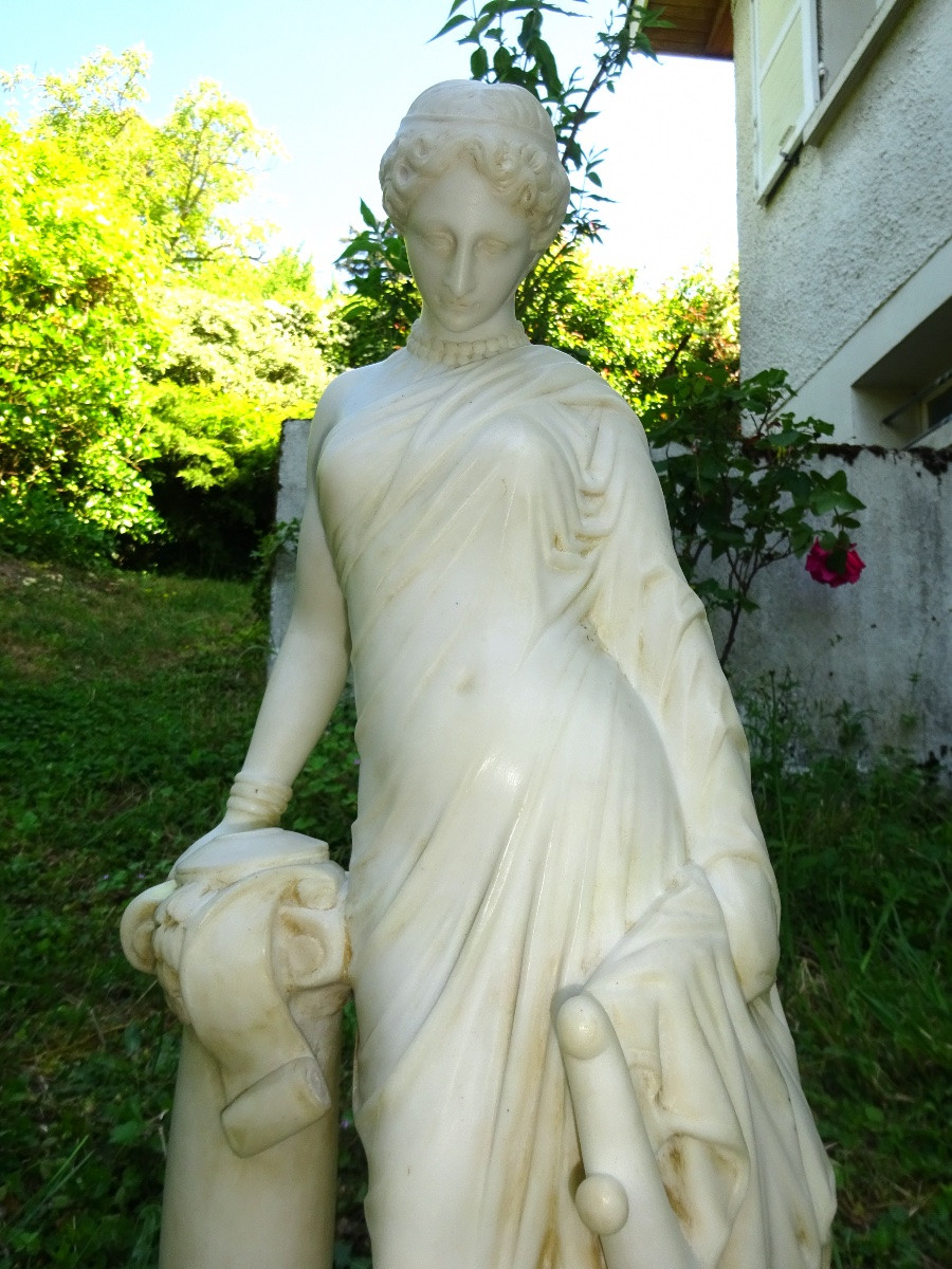 Sculpture In White Carrara Marble Signed Pradier Representing A Woman-photo-7