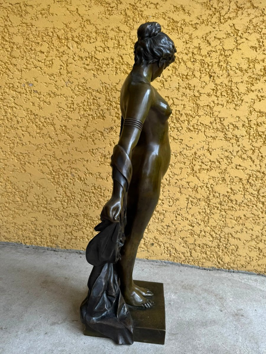 SCULPTURE EN BRONZE REPRESENTANT UNE FEMME "PHRYNE" SIGNEE CAMPAGNE-photo-2