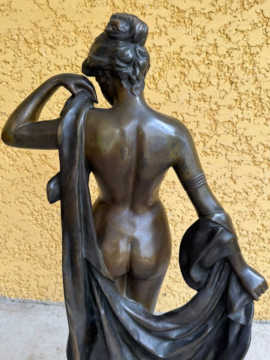 SCULPTURE EN BRONZE REPRESENTANT UNE FEMME "PHRYNE" SIGNEE CAMPAGNE-photo-4