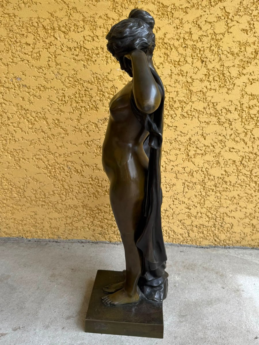 SCULPTURE EN BRONZE REPRESENTANT UNE FEMME "PHRYNE" SIGNEE CAMPAGNE-photo-2