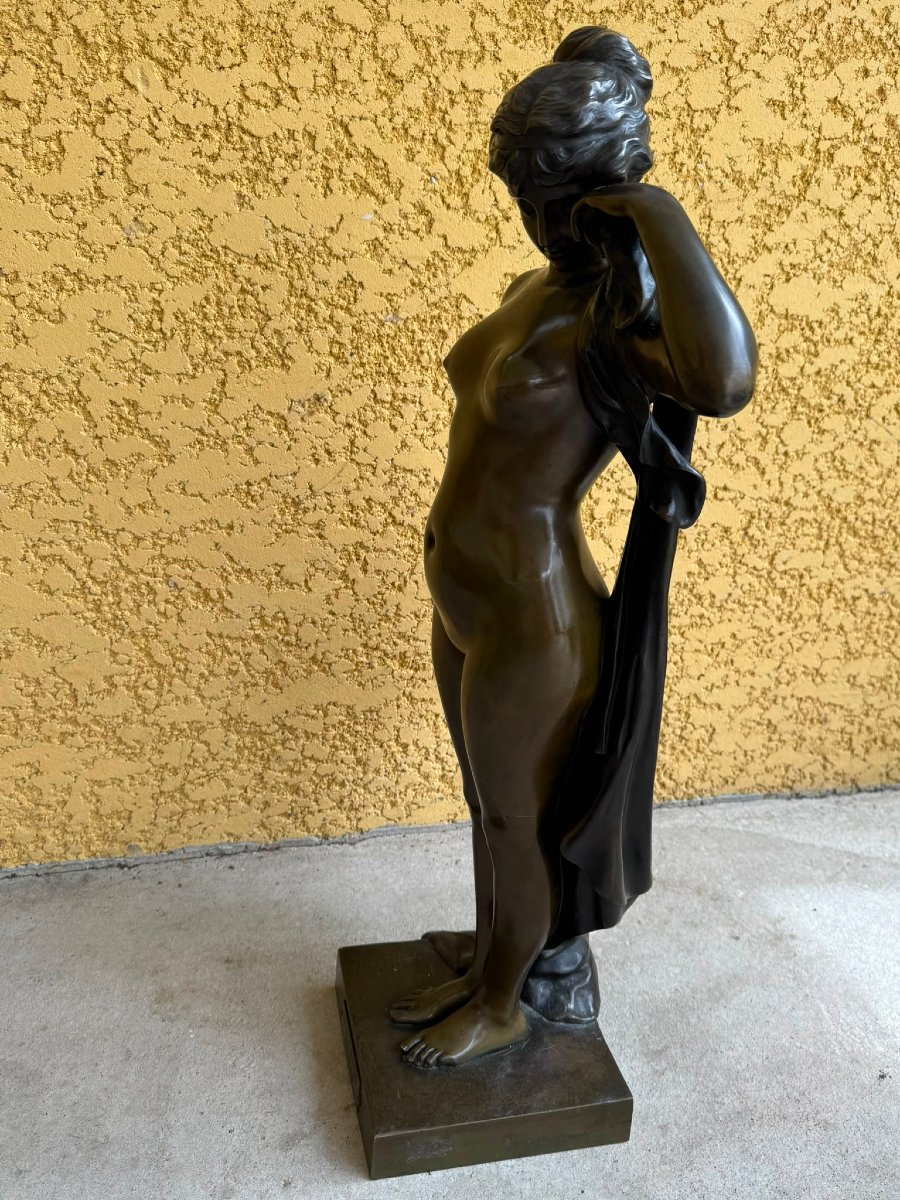 SCULPTURE EN BRONZE REPRESENTANT UNE FEMME "PHRYNE" SIGNEE CAMPAGNE-photo-3