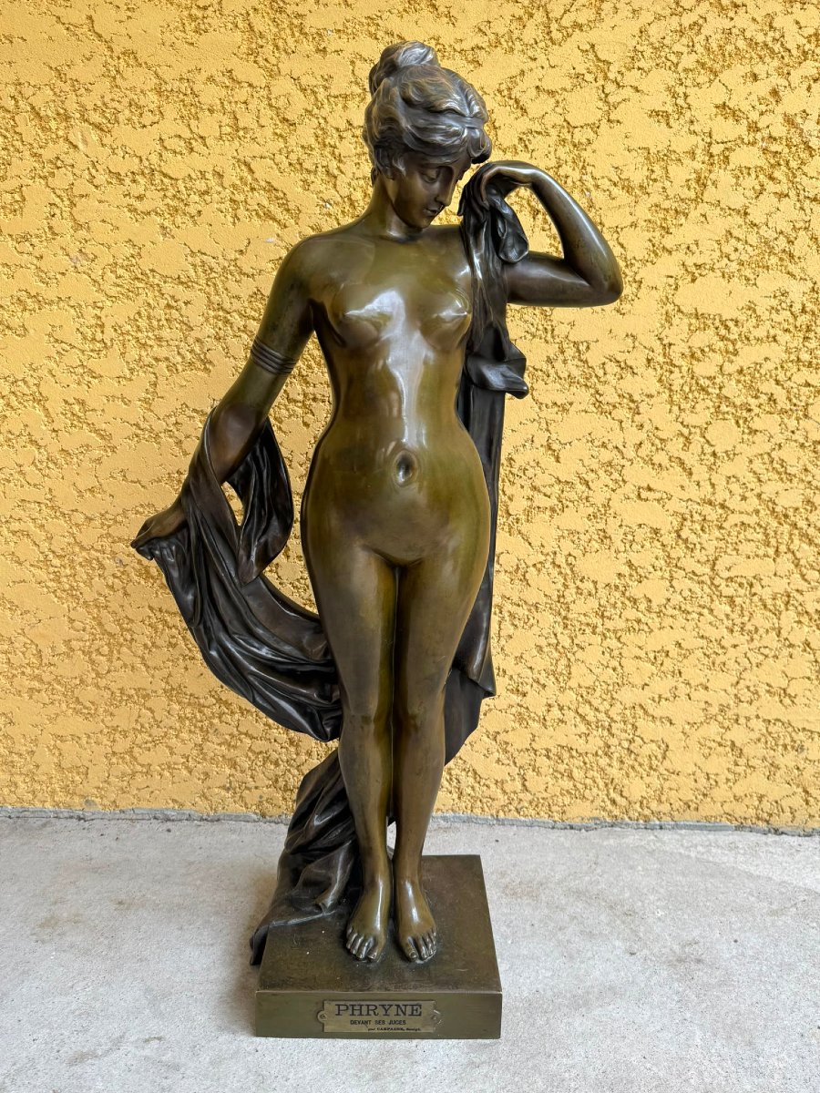 SCULPTURE EN BRONZE REPRESENTANT UNE FEMME "PHRYNE" SIGNEE CAMPAGNE-photo-5