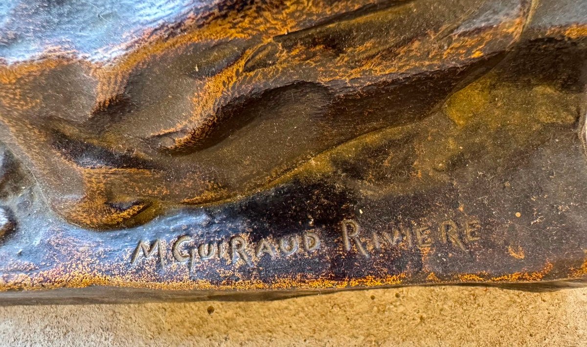 SCULPTURE EN BRONZE REPRESENTANT UNE FEMME SIGNEE M GUIRAUD RIVIERE-photo-1