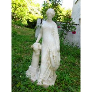 Sculpture In White Carrara Marble Signed Pradier Representing A Woman