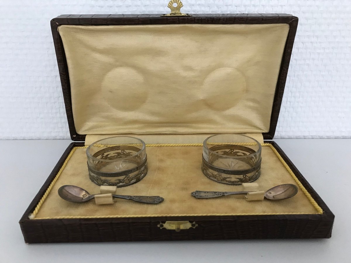 Old Silver And Crystal Salt Cellars 