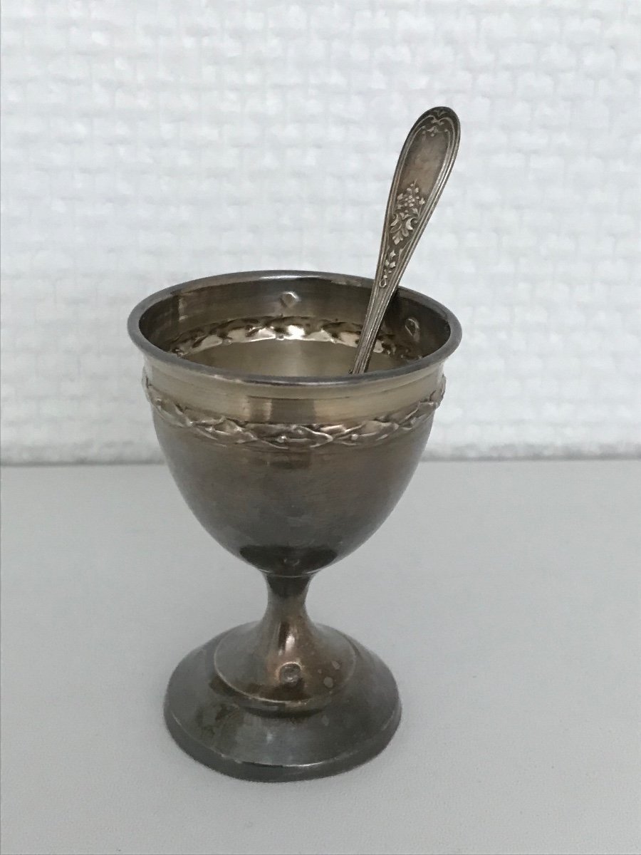 Egg Cup Box With Spoon Sterling Silver -photo-4