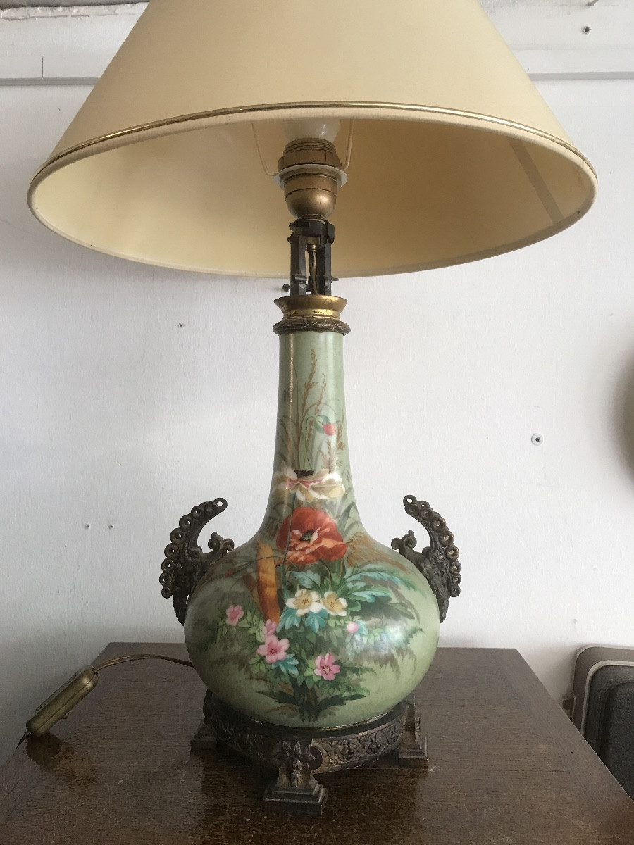 Lampe Napoléon III Porcelaine Et Bronze