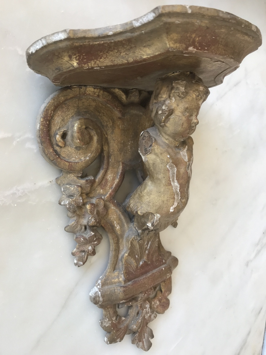 Console d applique en bois doré 18 eme -photo-5