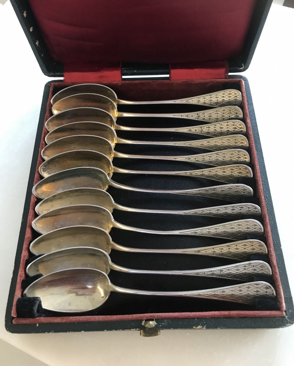 Coffret de 12 petites cuillères poinçon minerve 