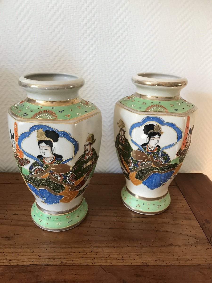 Paire de vases Japonais Satsuma-photo-2