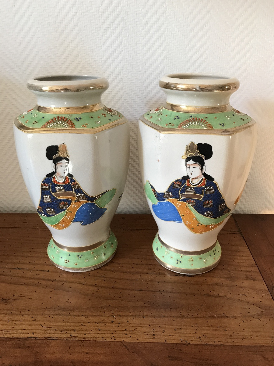 Paire de vases Japonais Satsuma-photo-3